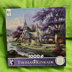 Thomas Kinkade 2001 Clocktower Cottage Ceaco Puzzle 1000 Pieces Sealed VTG